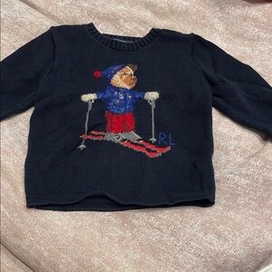 Ralph Lauren Navy Bear Ski Sweater with Red & Blue Accents - Kids